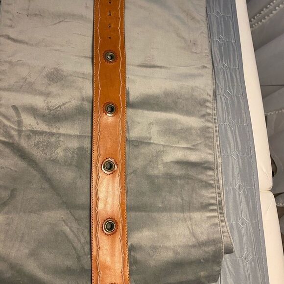 Genuine leather belt , L 34, W2,5 inch, handmade main image 4